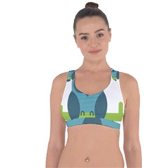 Owl Comic Animal Cross String Back Sports Bra by Simbadda