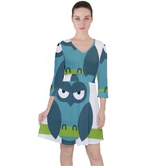 Owl Comic Animal Ruffle Dress by Simbadda