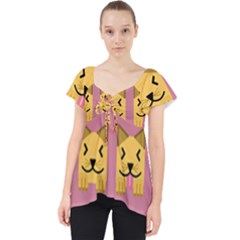 Pet Animal Feline Domestic Animals Lace Front Dolly Top by Simbadda