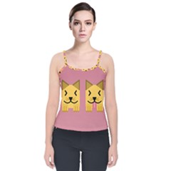 Pet Animal Feline Domestic Animals Velvet Spaghetti Strap Top