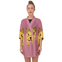 Pet Animal Feline Domestic Animals Half Sleeve Chiffon Kimono by Simbadda