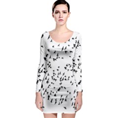 Flock Birds Animals Flying Long Sleeve Bodycon Dress