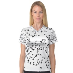 Flock Birds Animals Flying V-Neck Sport Mesh Tee