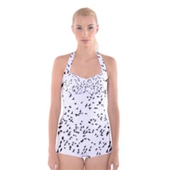 Flock Birds Animals Flying Boyleg Halter Swimsuit 