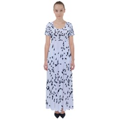 Flock Birds Animals Flying High Waist Short Sleeve Maxi Dress