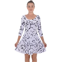 Flock Birds Animals Flying Quarter Sleeve Skater Dress