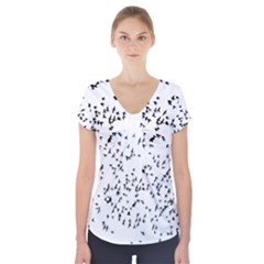 Flock Birds Animals Flying Short Sleeve Front Detail Top