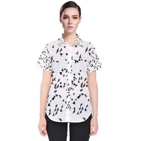 Flock Birds Animals Flying Women s Short Sleeve Shirt by Simbadda