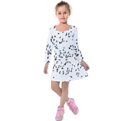 Flock Birds Animals Flying Kids  Long Sleeve Velvet Dress