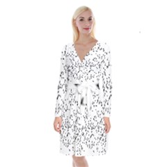 Flock Birds Animals Flying Long Sleeve Velvet Front Wrap Dress