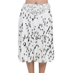 Flock Birds Animals Flying Velvet Flared Midi Skirt