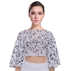 Flock Birds Animals Flying Tie Back Butterfly Sleeve Chiffon Top