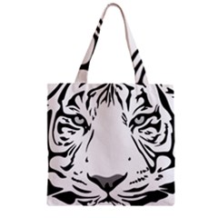 Tiger Pattern Animal Design Flat Zipper Grocery Tote Bag by Simbadda