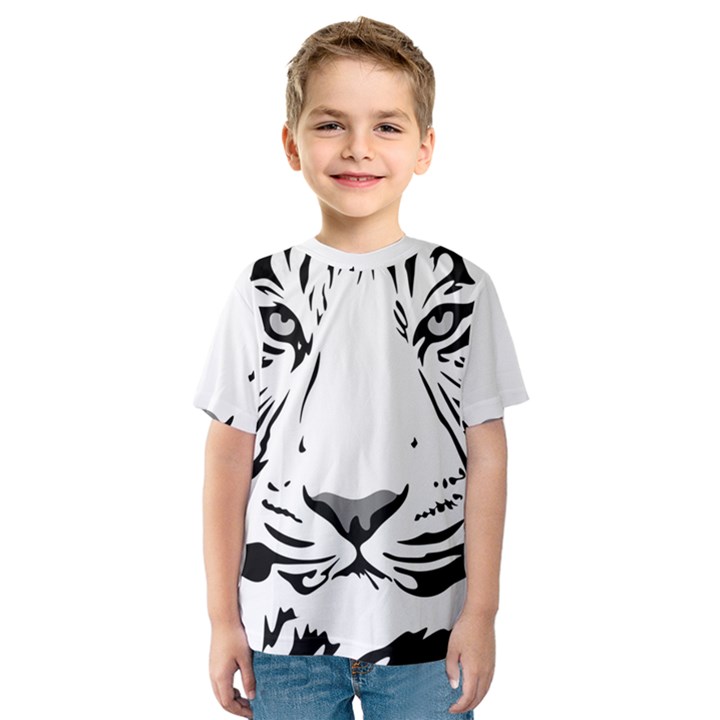 Tiger Pattern Animal Design Flat Kids  Sport Mesh Tee