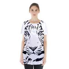 Tiger Pattern Animal Design Flat Skirt Hem Sports Top by Simbadda