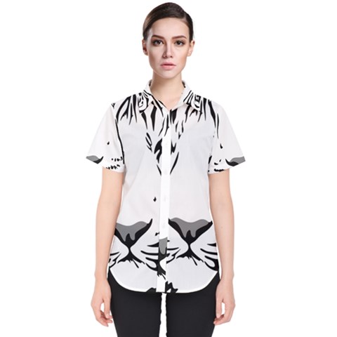 Tiger Pattern Animal Design Flat Women s Short Sleeve Shirt by Simbadda