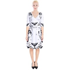 Tiger Pattern Animal Design Flat Wrap Up Cocktail Dress by Simbadda