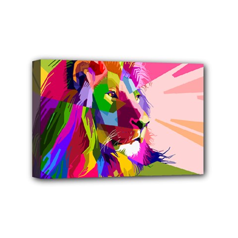 Animal Colorful Decoration Lion Mini Canvas 6  X 4  by Simbadda