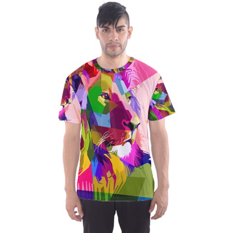 Animal Colorful Decoration Lion Men s Sports Mesh Tee by Simbadda