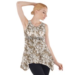 Leaves Texture Pattern Side Drop Tank Tunic by dflcprints