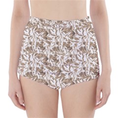 Leaves Texture Pattern High-waisted Bikini Bottoms by dflcprints