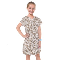 Leaves Texture Pattern Kids  Drop Waist Dress