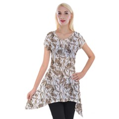 Leaves Texture Pattern Short Sleeve Side Drop Tunic by dflcprints