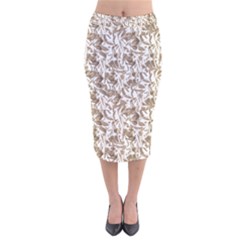 Leaves Texture Pattern Velvet Midi Pencil Skirt by dflcprints