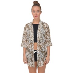 Leaves Texture Pattern Open Front Chiffon Kimono by dflcprints