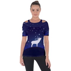 Design Painting Sky Moon Nature Short Sleeve Top by Simbadda