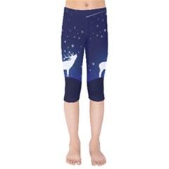 Design Painting Sky Moon Nature Kids  Capri Leggings  by Simbadda