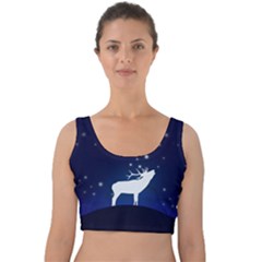 Design Painting Sky Moon Nature Velvet Crop Top by Simbadda