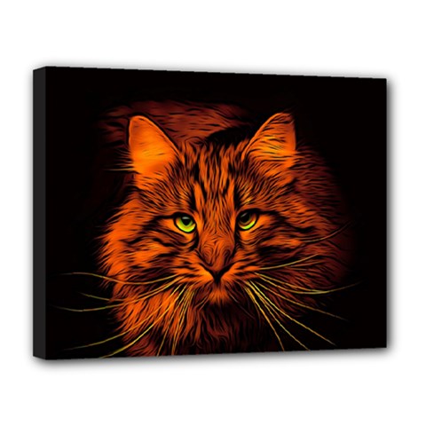 Cat Digiart Artistically Cute Canvas 14  X 11  by Simbadda