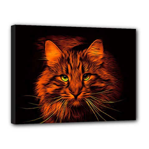 Cat Digiart Artistically Cute Canvas 16  X 12  by Simbadda