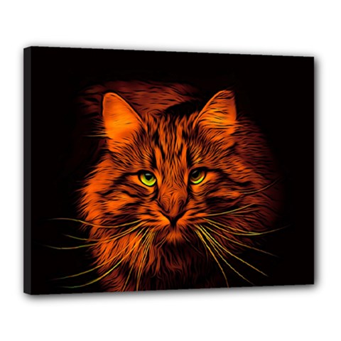 Cat Digiart Artistically Cute Canvas 20  X 16  by Simbadda