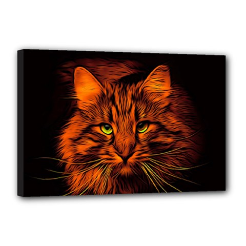 Cat Digiart Artistically Cute Canvas 18  X 12  by Simbadda