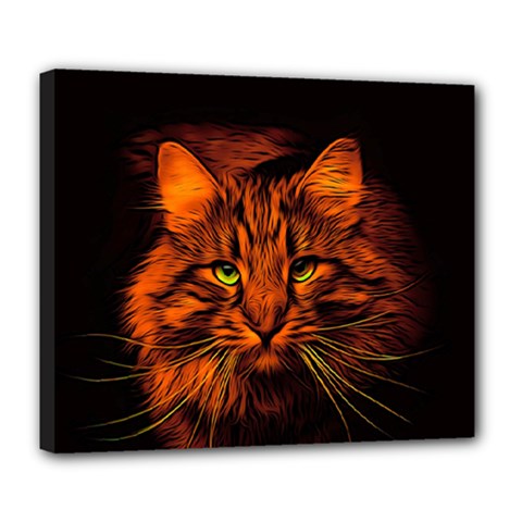 Cat Digiart Artistically Cute Deluxe Canvas 24  X 20   by Simbadda