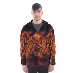 Cat Digiart Artistically Cute Hooded Windbreaker (men) by Simbadda