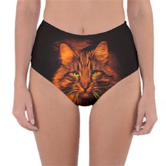 Cat Digiart Artistically Cute Reversible High-waist Bikini Bottoms by Simbadda