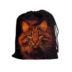 Cat Digiart Artistically Cute Drawstring Pouches (extra Large) by Simbadda