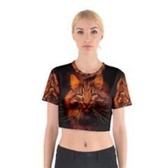 Cat Digiart Artistically Cute Cotton Crop Top by Simbadda