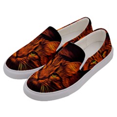 Cat Digiart Artistically Cute Men s Canvas Slip Ons by Simbadda