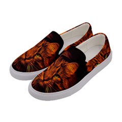 Cat Digiart Artistically Cute Women s Canvas Slip Ons by Simbadda