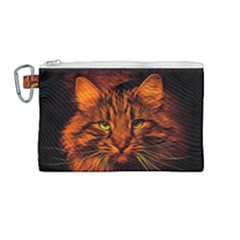 Cat Digiart Artistically Cute Canvas Cosmetic Bag (medium) by Simbadda