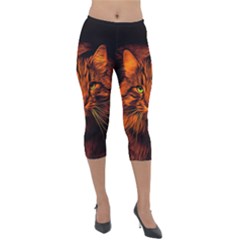 Cat Digiart Artistically Cute Lightweight Velour Capri Leggings  by Simbadda