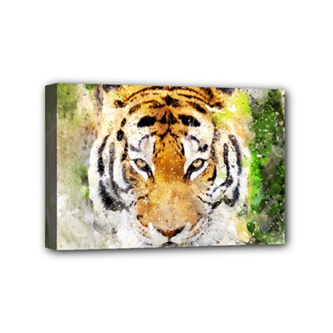 Tiger Watercolor Colorful Animal Mini Canvas 6  X 4  by Simbadda