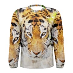 Tiger Watercolor Colorful Animal Men s Long Sleeve Tee by Simbadda