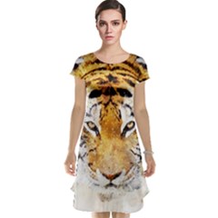 Tiger Watercolor Colorful Animal Cap Sleeve Nightdress