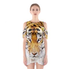 Tiger Watercolor Colorful Animal Shoulder Cutout One Piece