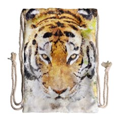 Tiger Watercolor Colorful Animal Drawstring Bag (large) by Simbadda